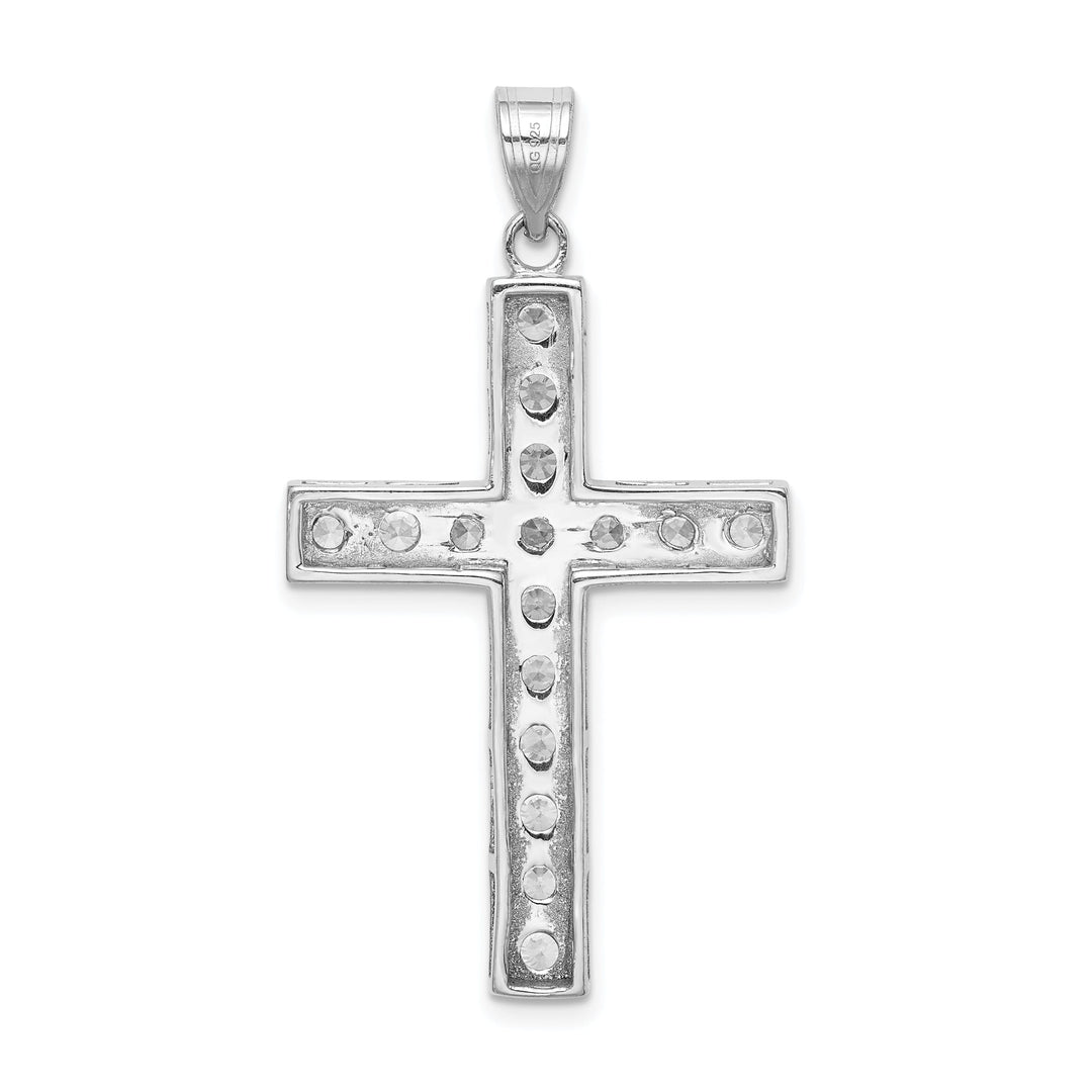 Silver Polished Finish C.Z Latin Cross Pendant