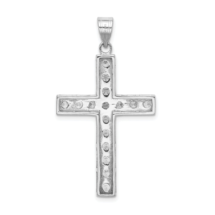 Silver Polished Finish C.Z Latin Cross Pendant