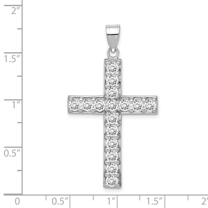 Silver Polished Finish C.Z Latin Cross Pendant