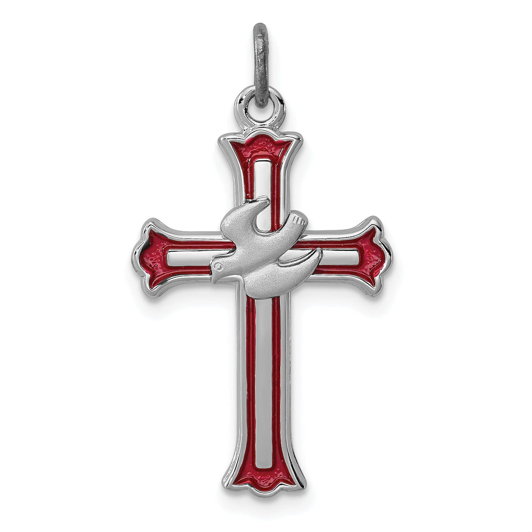 Sterling Silver Enameled Cross Dove Charm