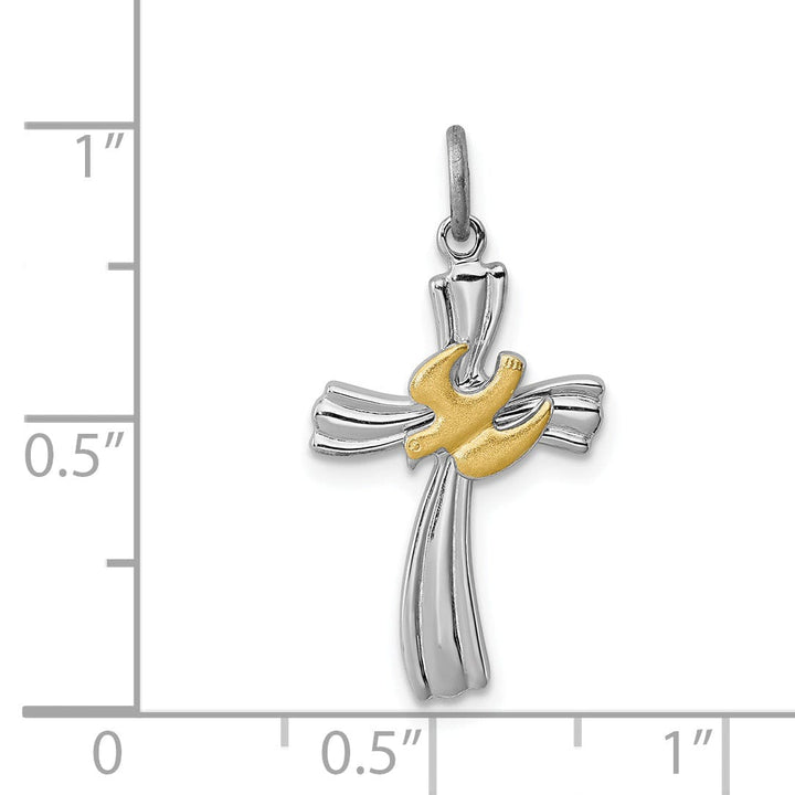 Sterling Silver Vermeil Dove Cross Charm