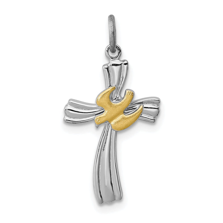 Sterling Silver Vermeil Dove Cross Charm