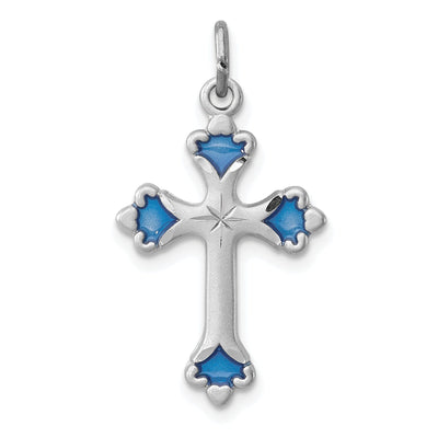 Sterling Silver Blue Enameled Budded Cross Charm at $ 32.59 only from Jewelryshopping.com