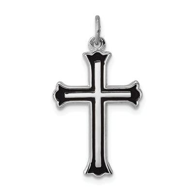 Solid Sterling Silver Enameled Cross Charm