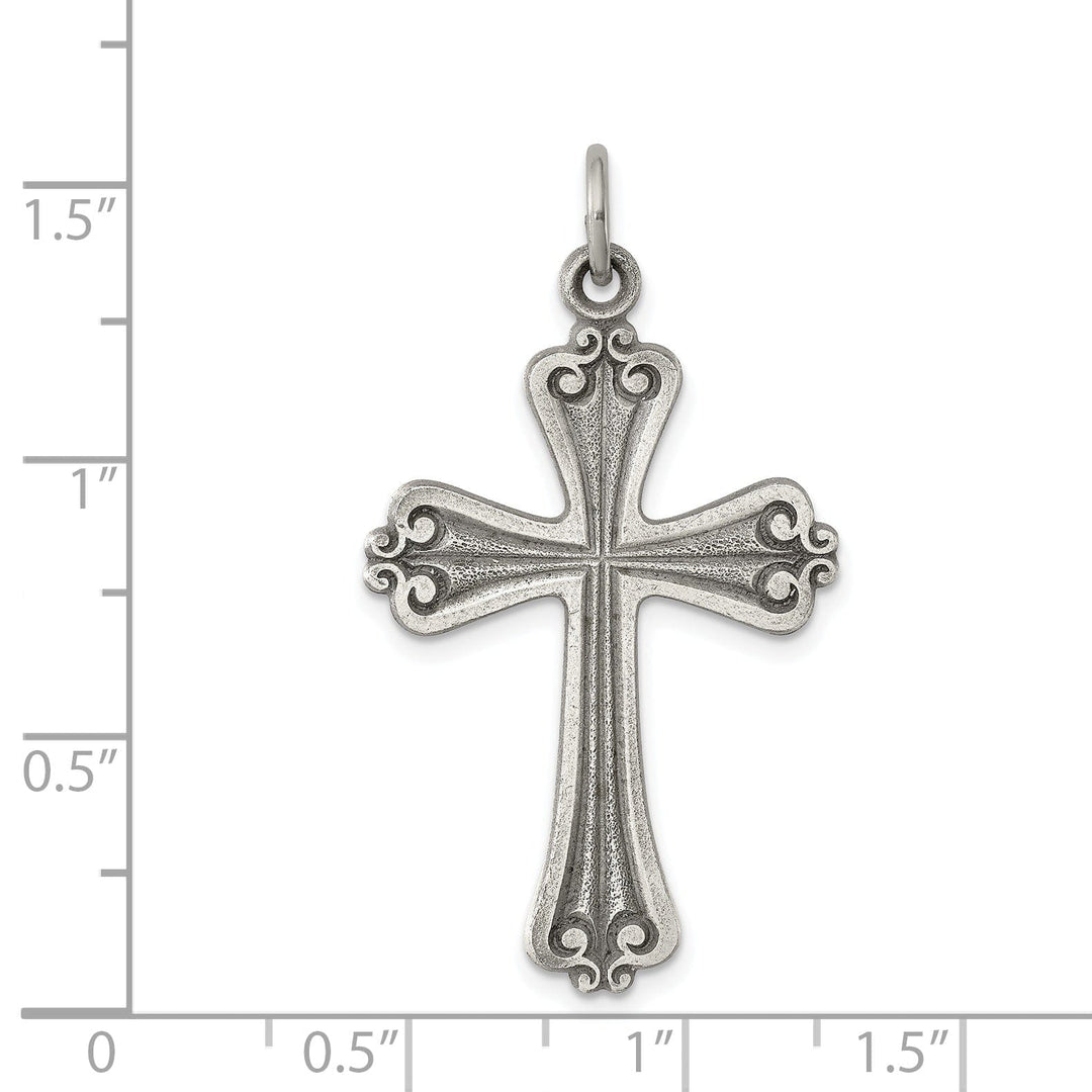 Solid Sterling Silver Antiqued Cross Pendant