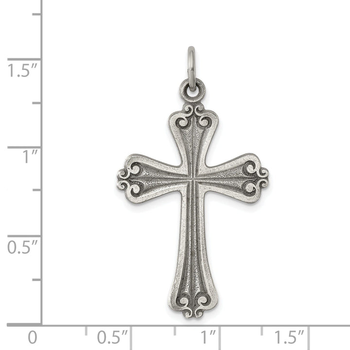 Solid Sterling Silver Antiqued Cross Pendant
