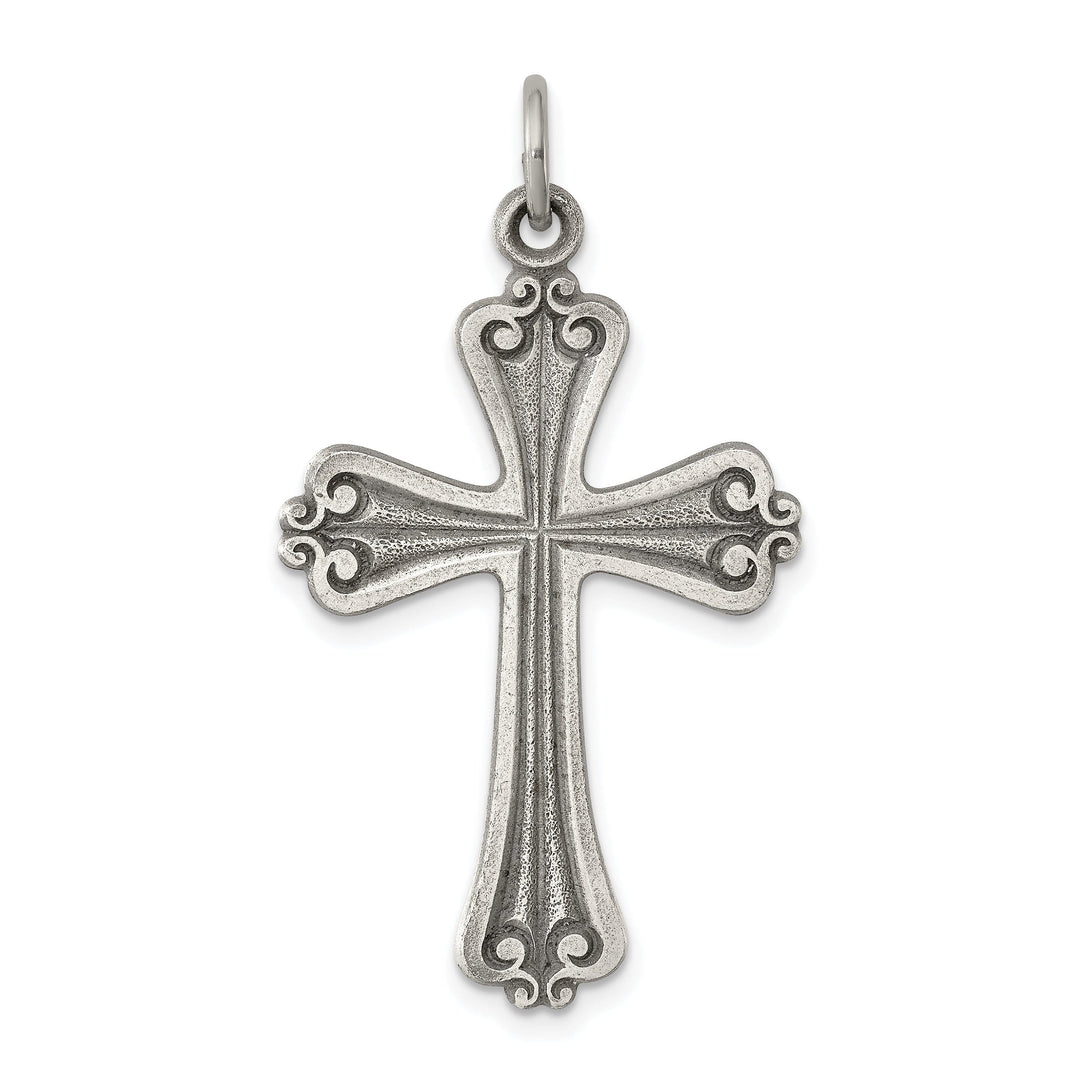 Solid Sterling Silver Antiqued Cross Pendant