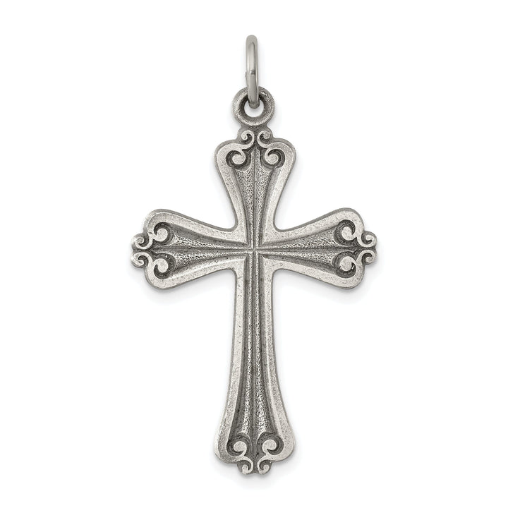 Solid Sterling Silver Antiqued Cross Pendant