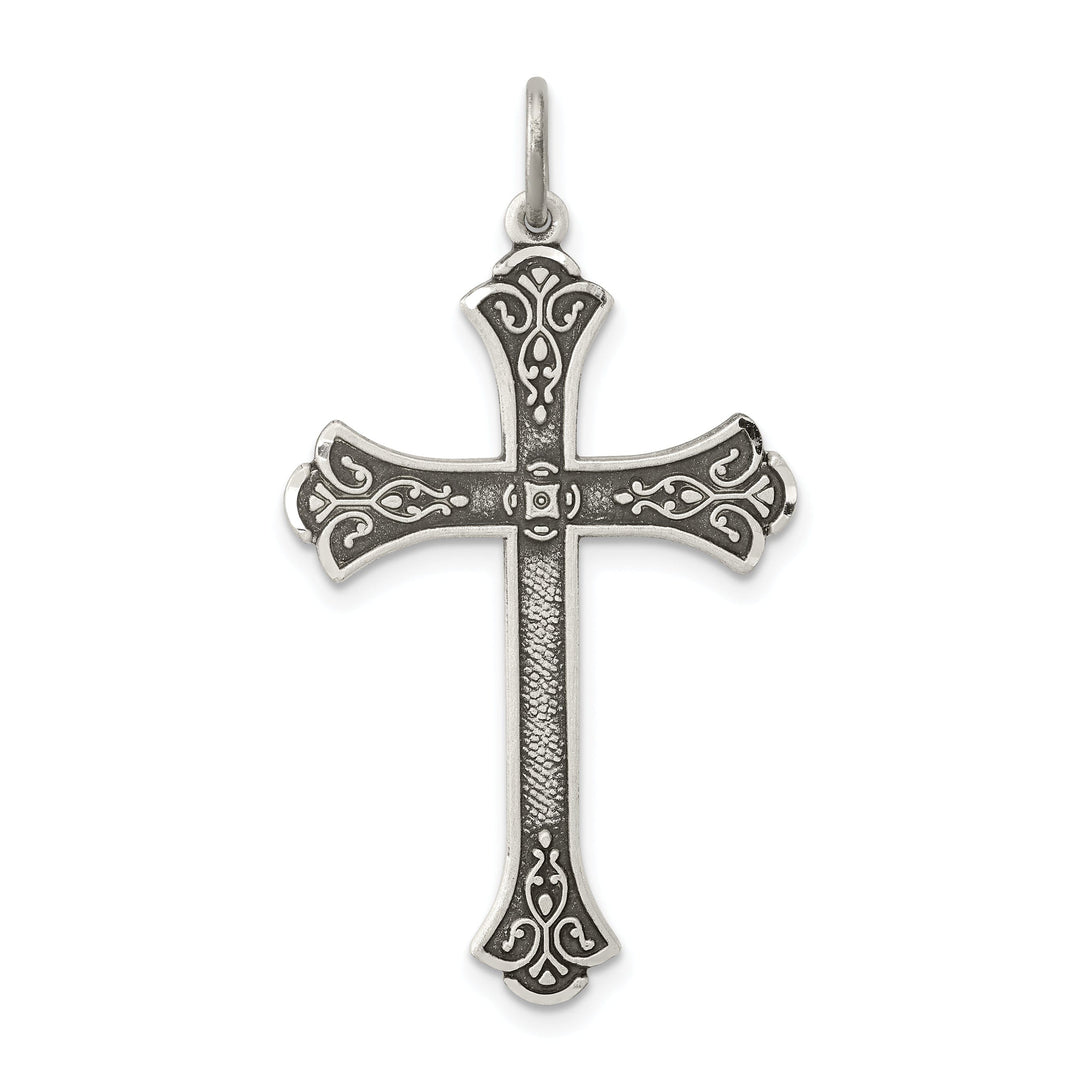 Solid Sterling Silver Antiqued Cross Pendant