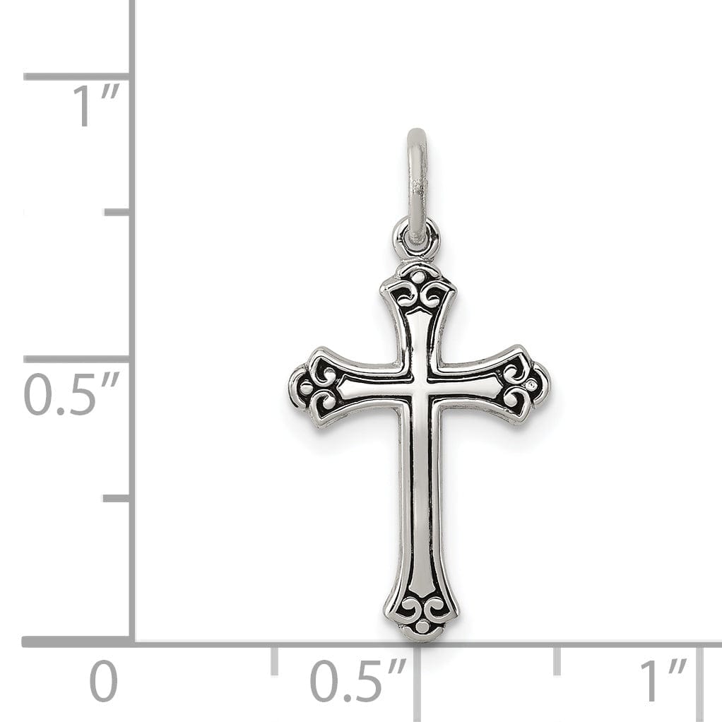 Solid Sterling Silver Antiqued Cross Pendant