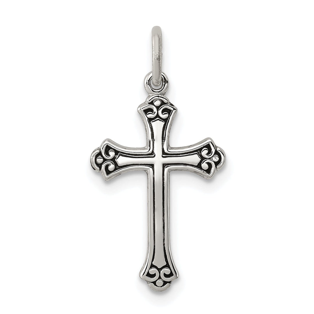 Solid Sterling Silver Antiqued Cross Pendant