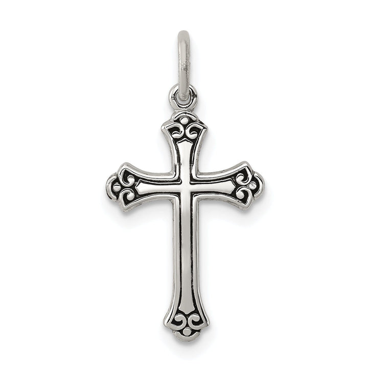 Solid Sterling Silver Antiqued Cross Pendant