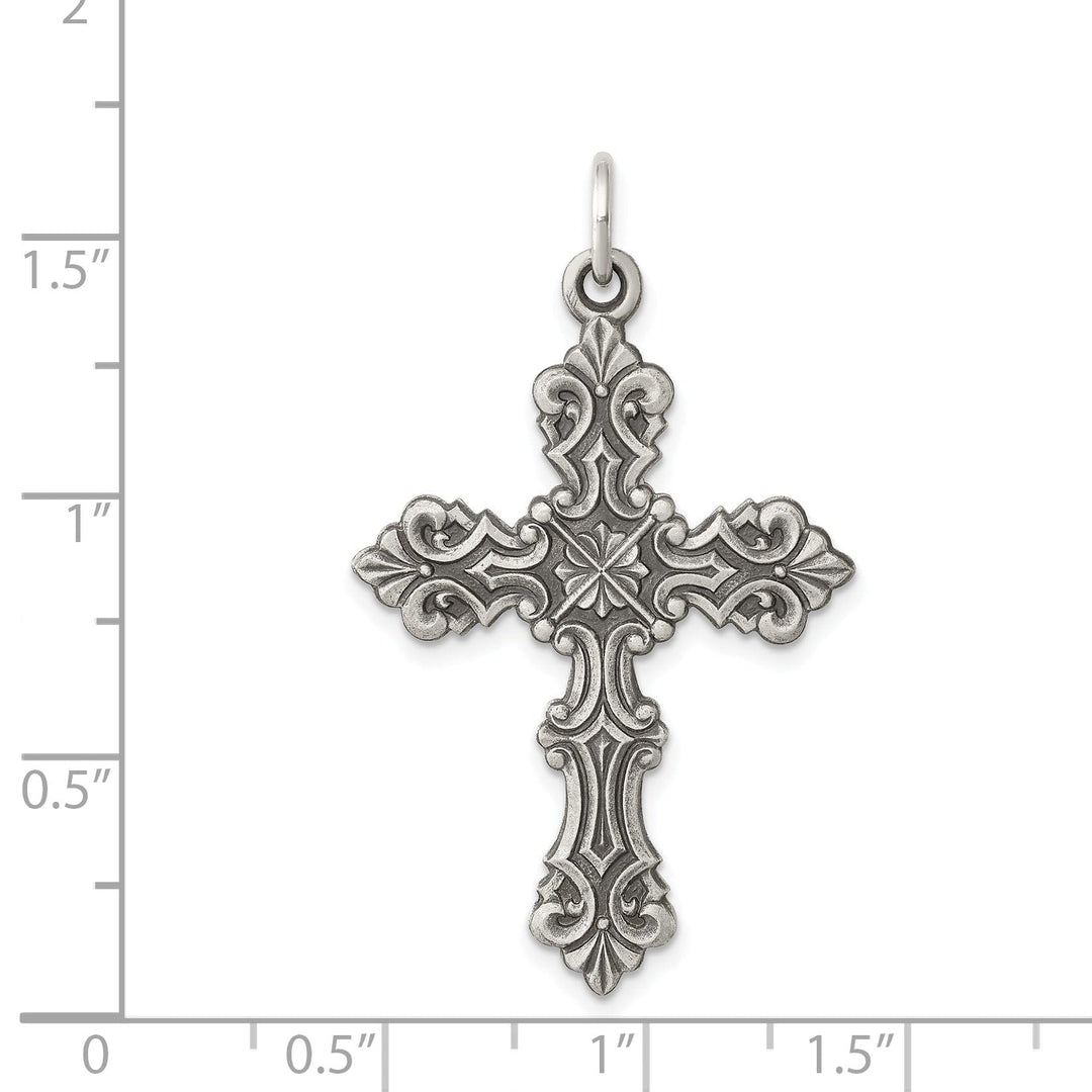 Solid Sterling Silver Antiqued Cross Pendant