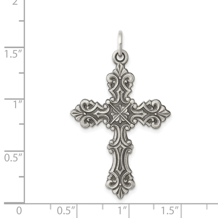 Solid Sterling Silver Antiqued Cross Pendant