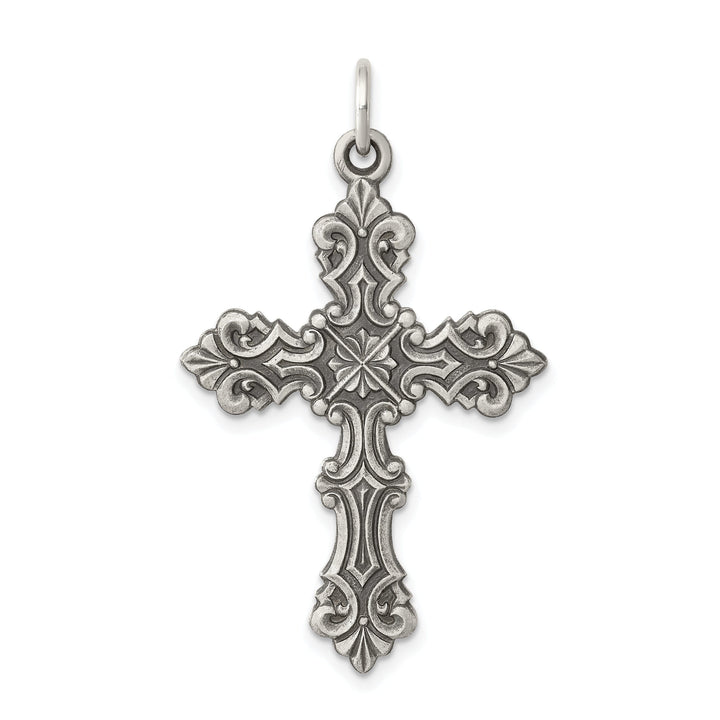 Solid Sterling Silver Antiqued Cross Pendant