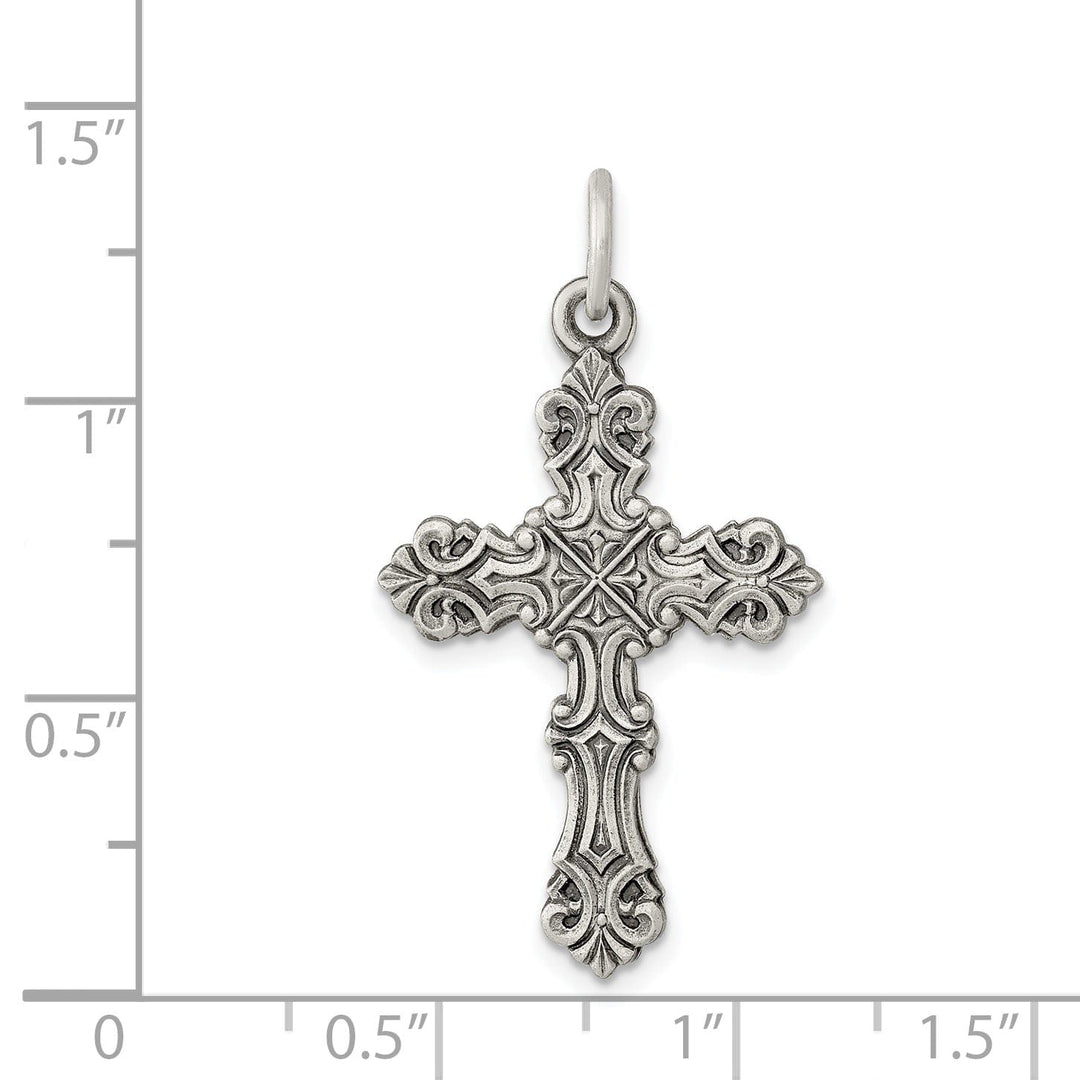 Solid Sterling Silver Antiqued Cross Pendant