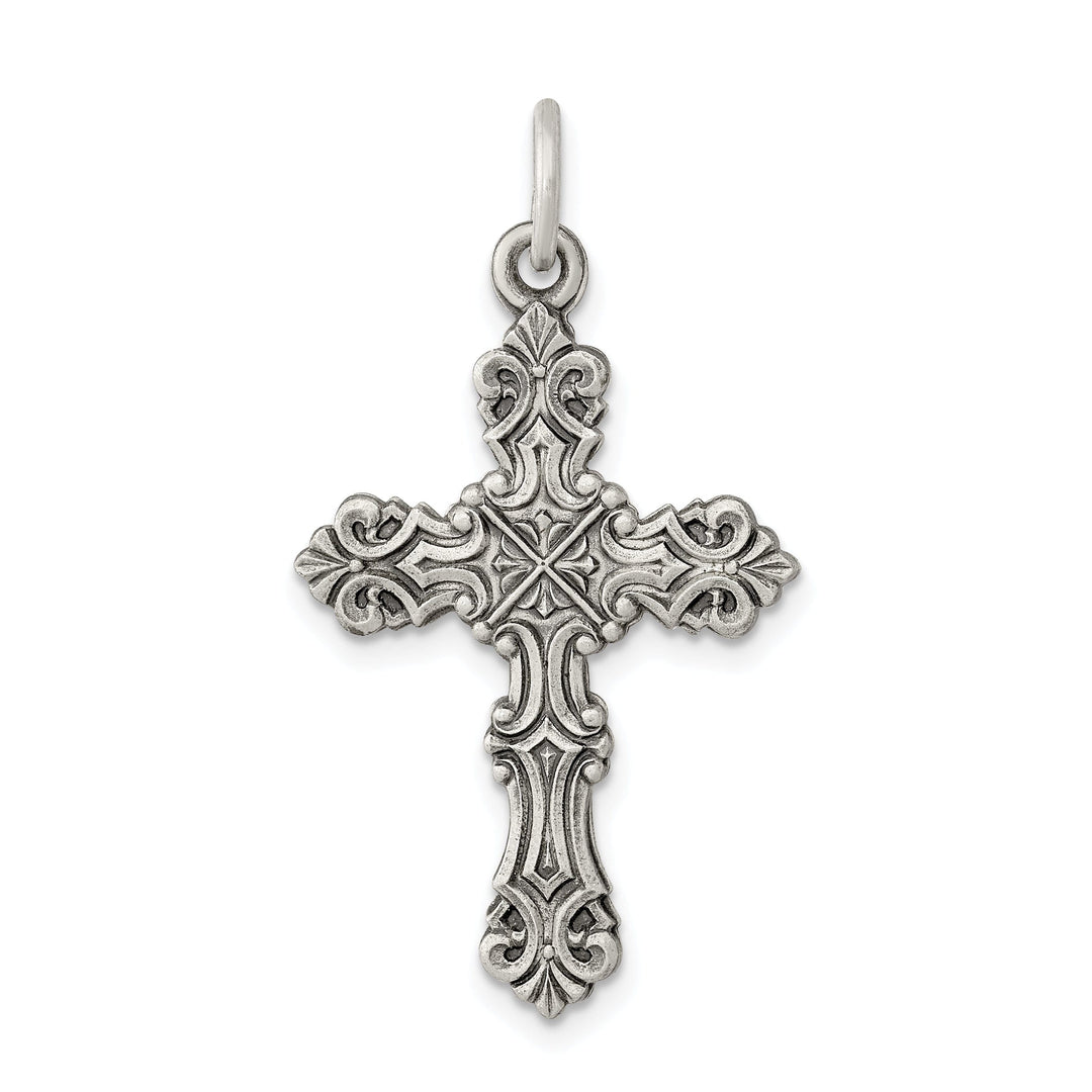 Solid Sterling Silver Antiqued Cross Pendant