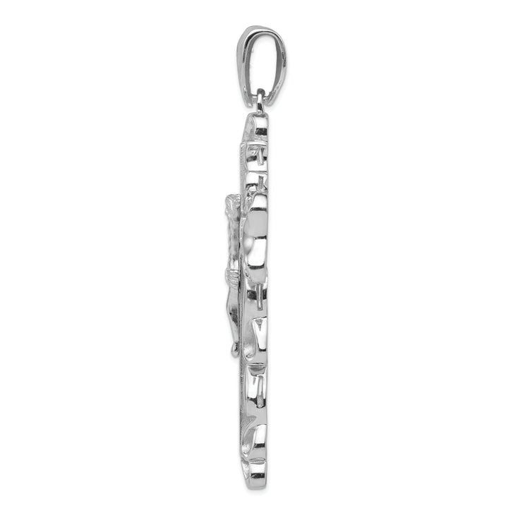 Silver Polished Finish C.Z Crucifix Pendant