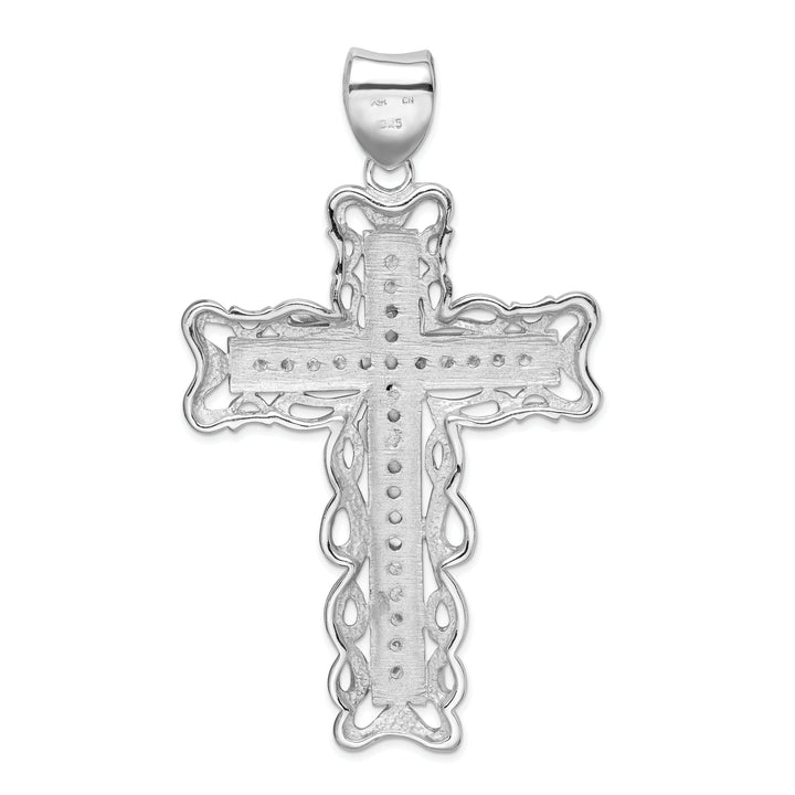 Silver Polished Finish C.Z Crucifix Pendant