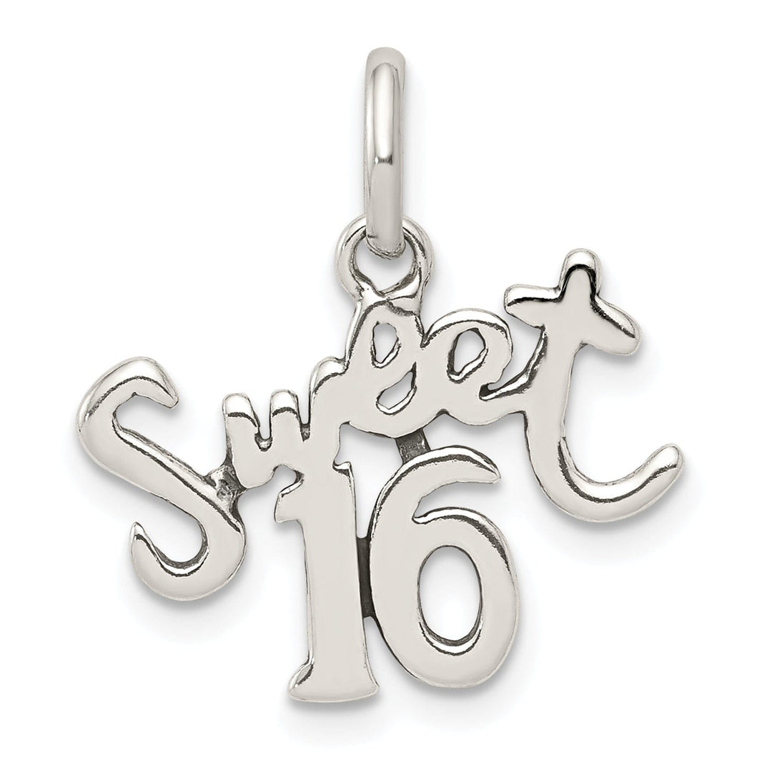 Sterling Silver Antiqued Finish Sweet 16 Charm