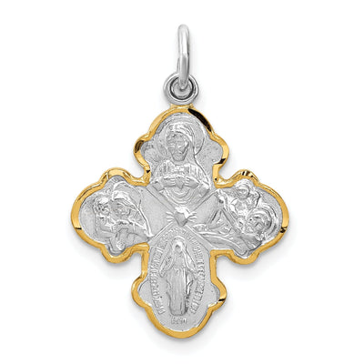 Sterling Silver Vermeil 4-way Medal at $ 27.74 only from Jewelryshopping.com