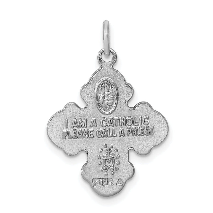 Sterling Silver Satin 4-way Medal