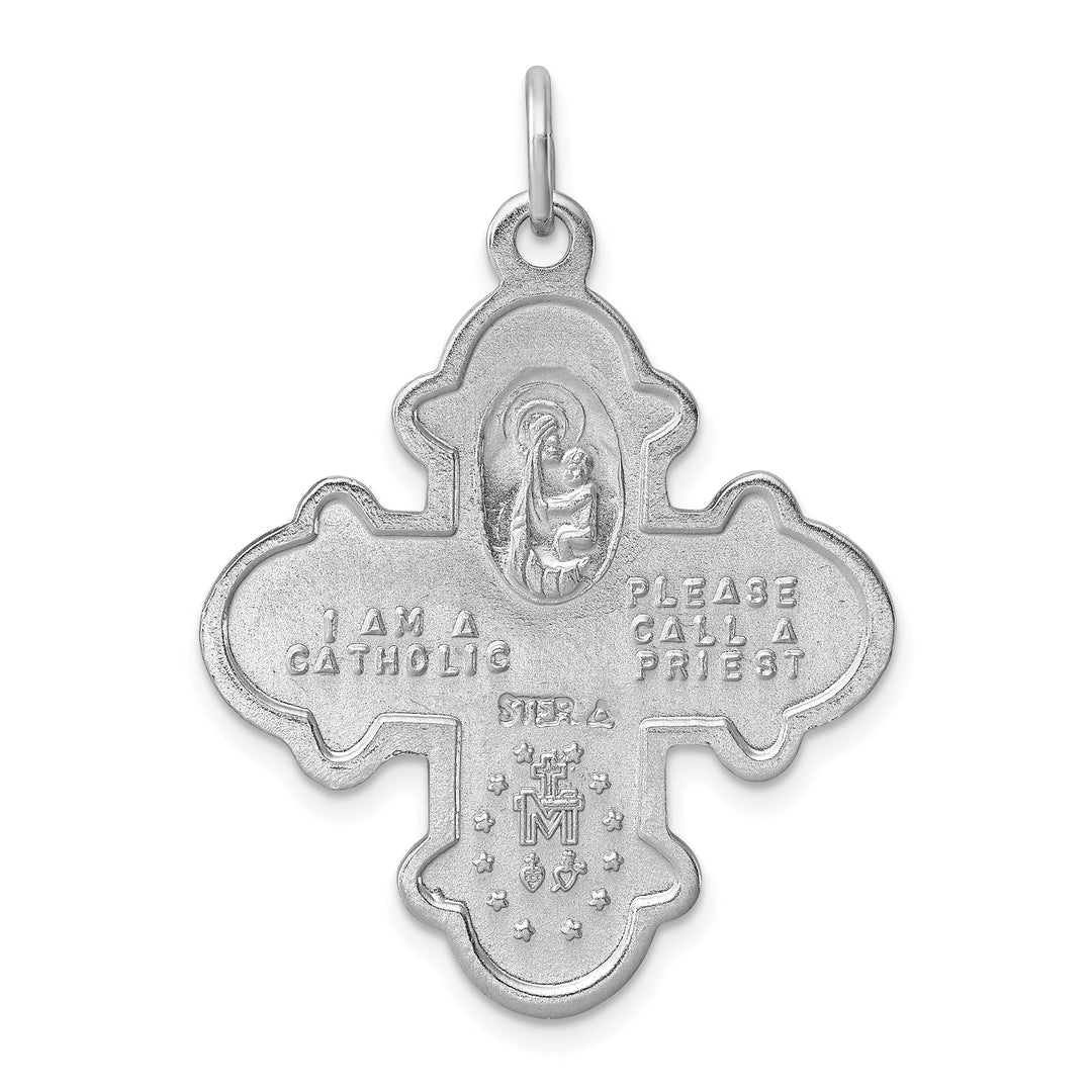 Sterling Silver Satin 4-way Medal