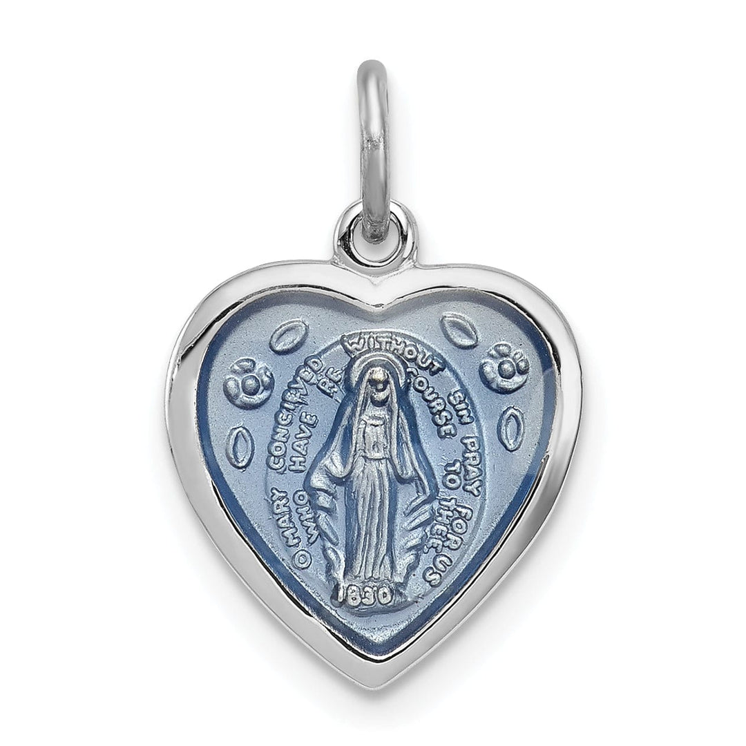 Sterling Silver Miraculous Heart Medal