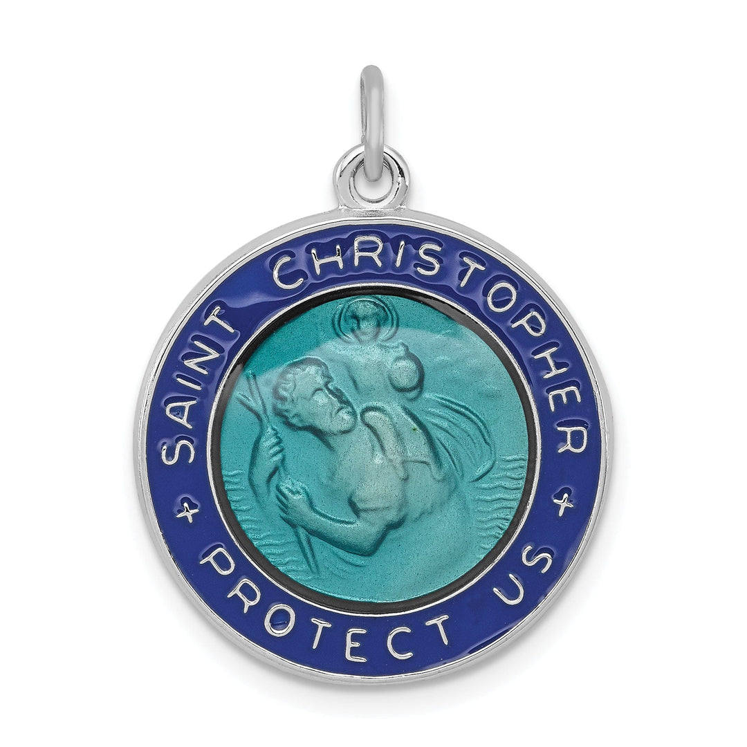 Sterling Silver Enameled St. Christopher Medal