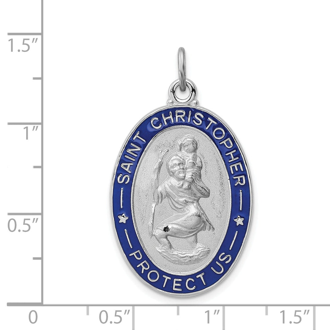 Sterling Silver Enameled St. Christopher Medal