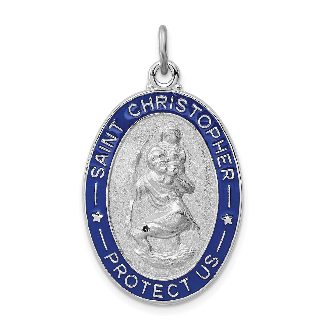 Sterling Silver Enameled St. Christopher Medal