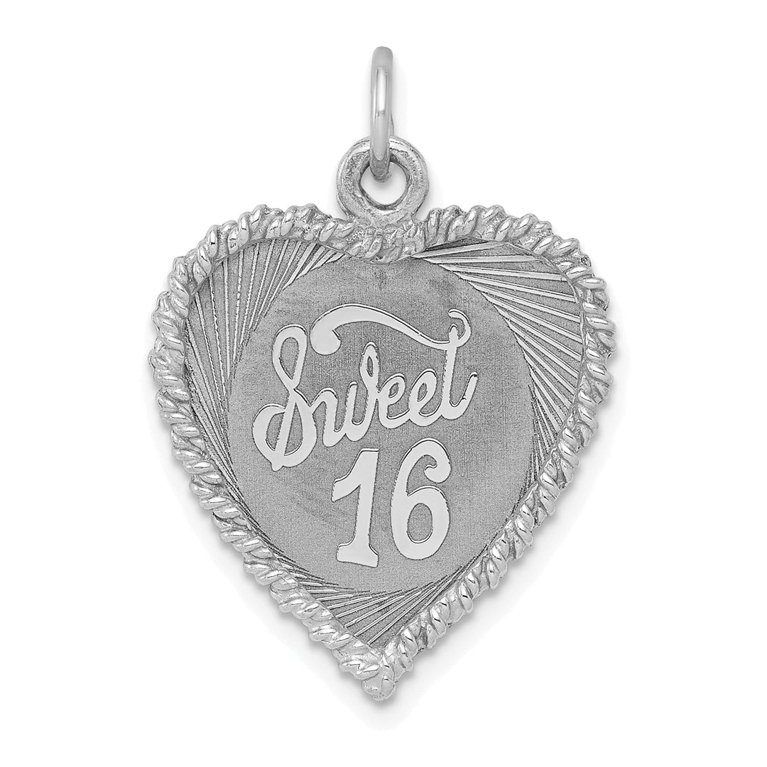 Sterling Silver Solid Sweet Sixteen Heart Charm