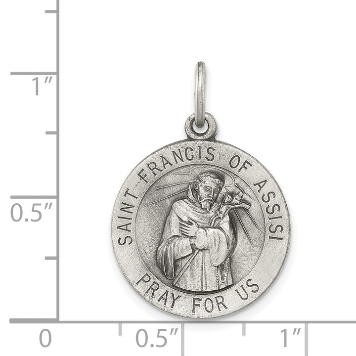 Silver Antiqued Saint Francis of Assisi Medal