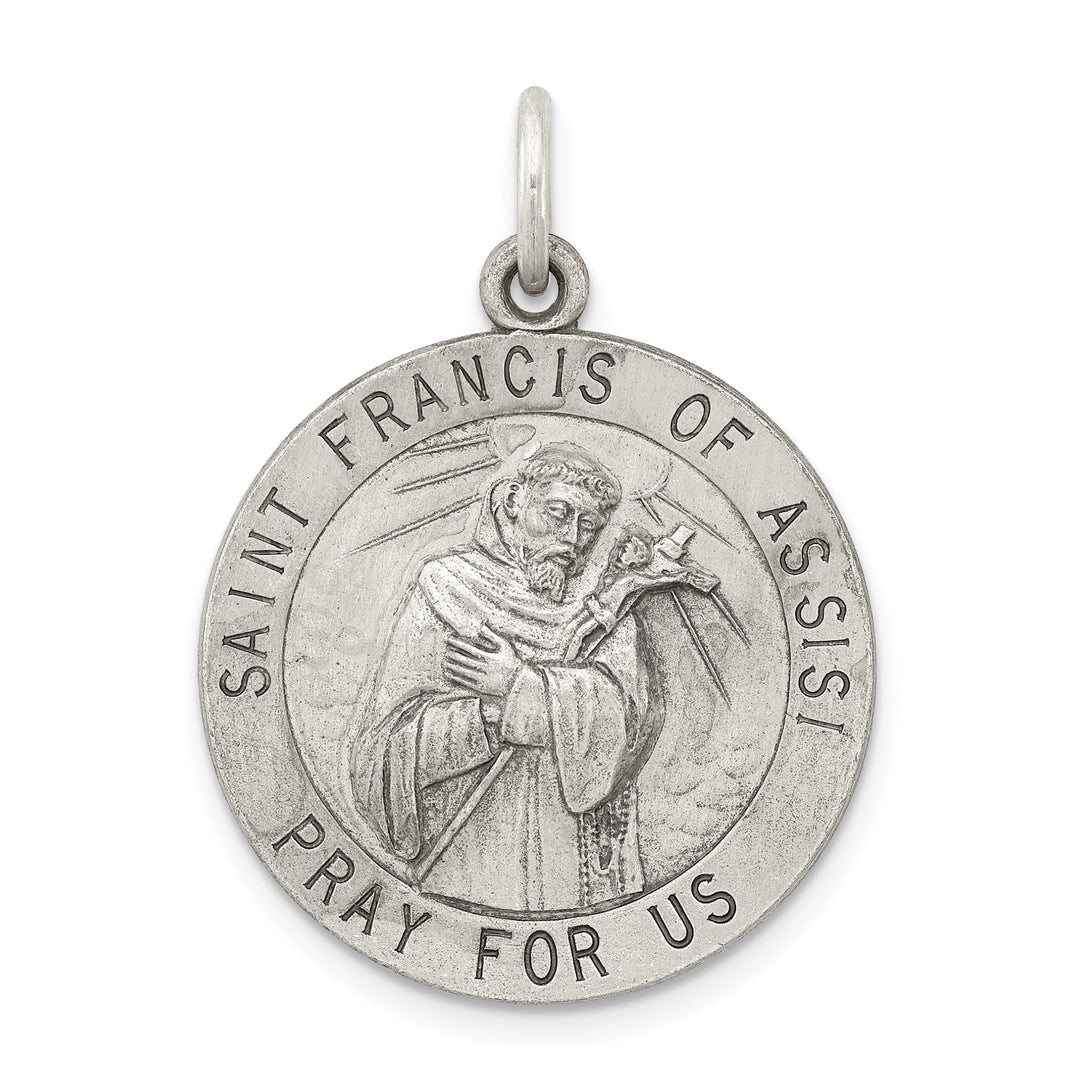 Silver Antiqued Saint Francis of Assisi Medal