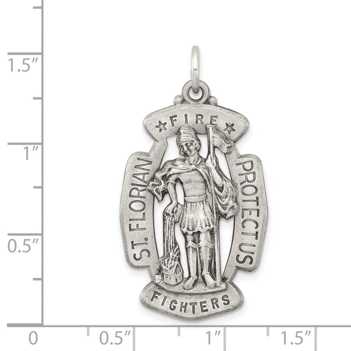 Sterling Silver Antiqued Saint Florian Medal