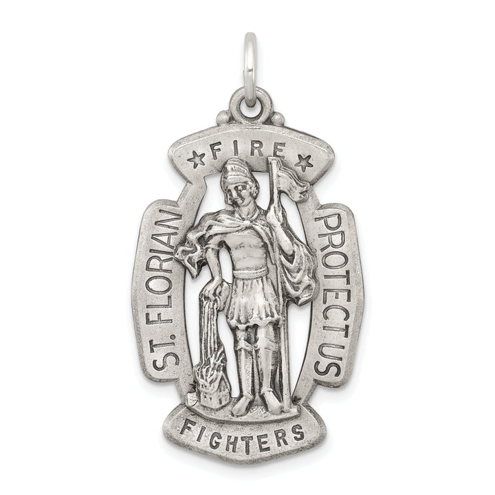 Sterling Silver Antiqued Saint Florian Medal