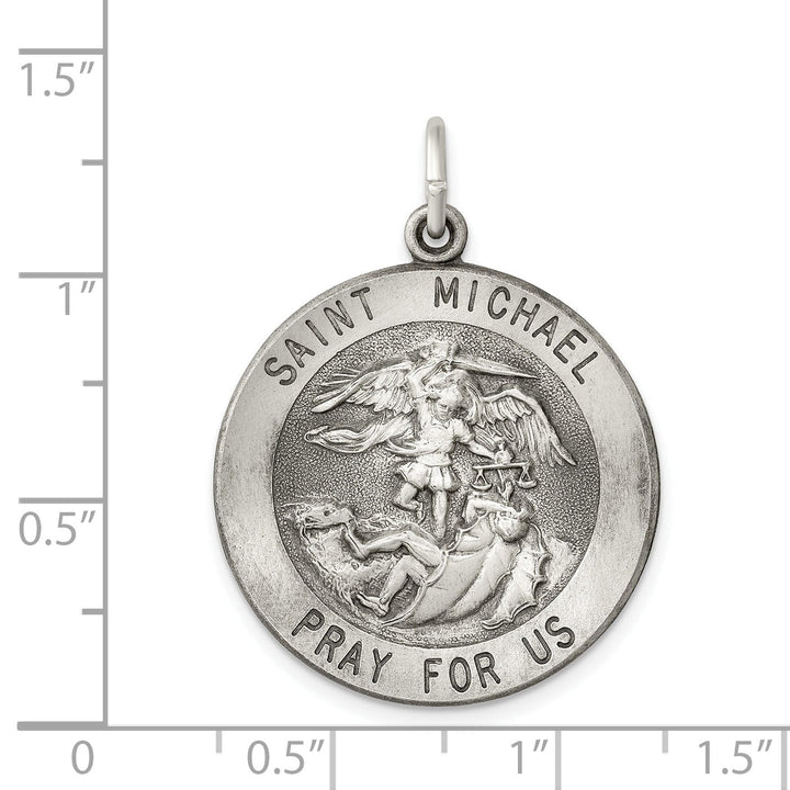 Sterling Silver Antiqued Saint Michael Medal