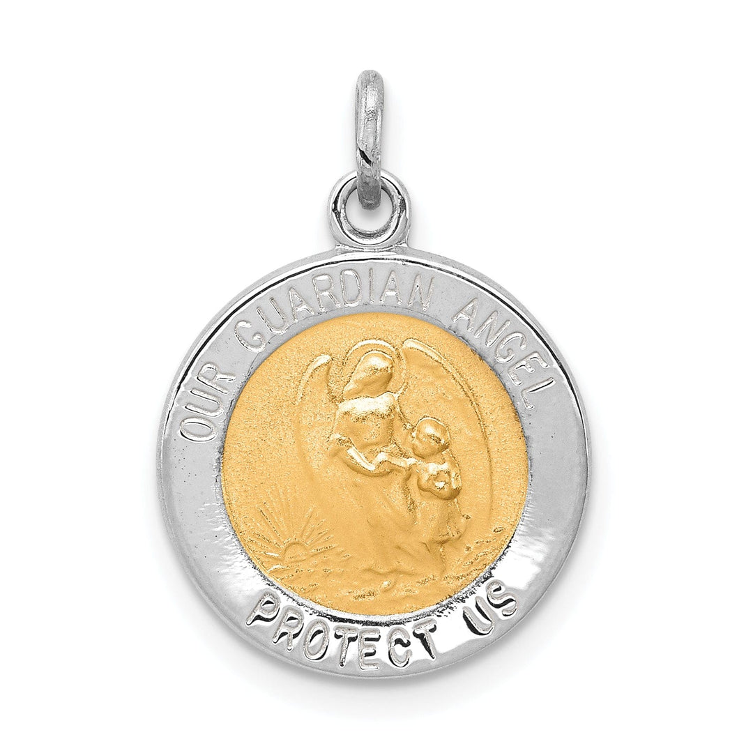 Sterling Silver Vermeil Guardian Angel Medal