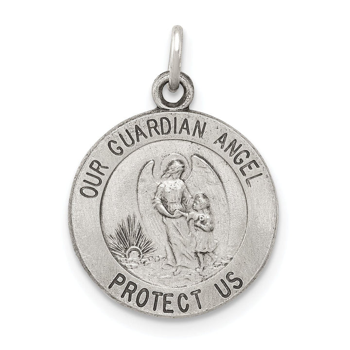 Sterling Silver Antiqued Guardian Angel Medal