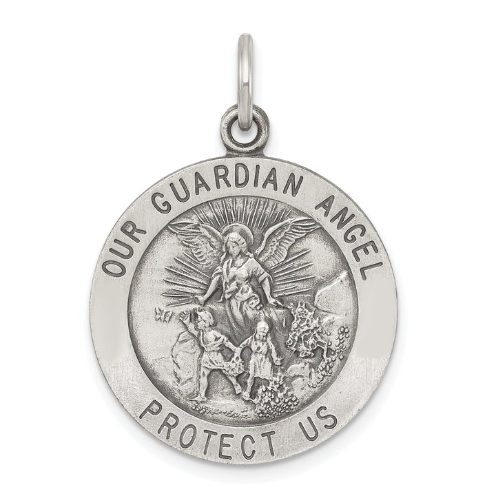 Sterling Silver Antiqued Guardian Angel Medal
