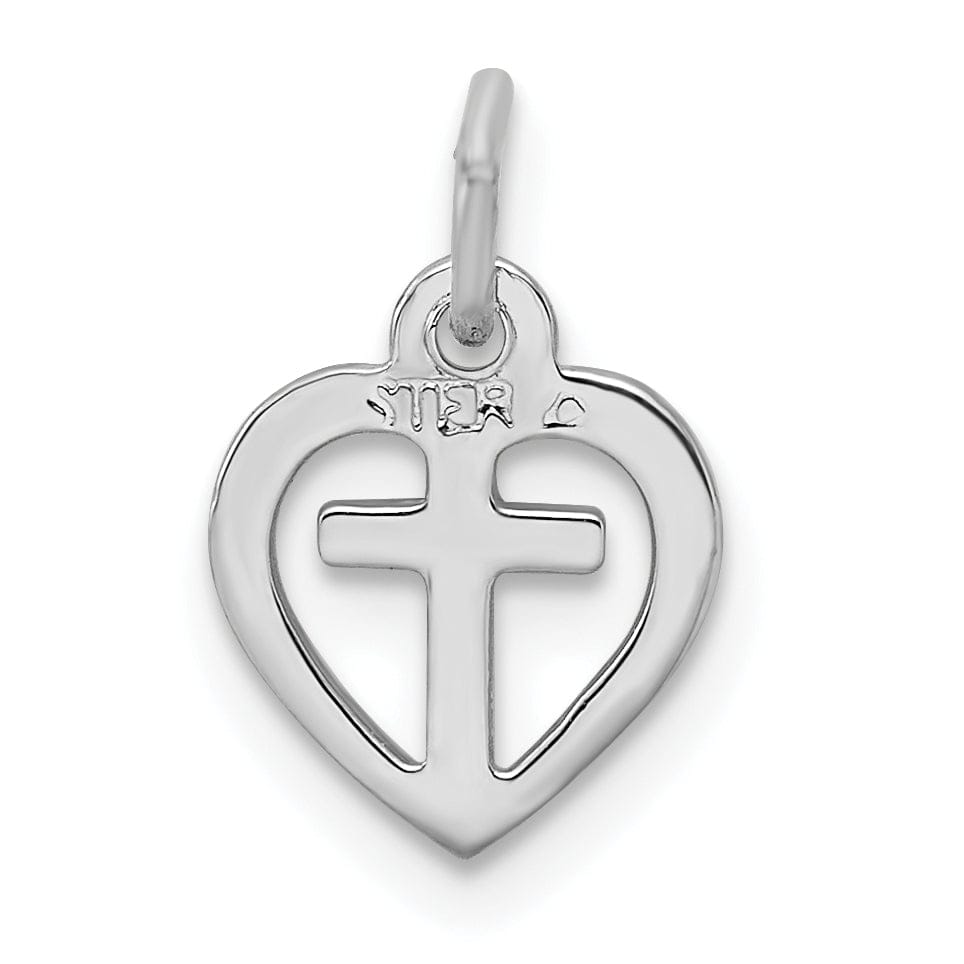 Sterling Silver Vermeil Cross in Heart Charm