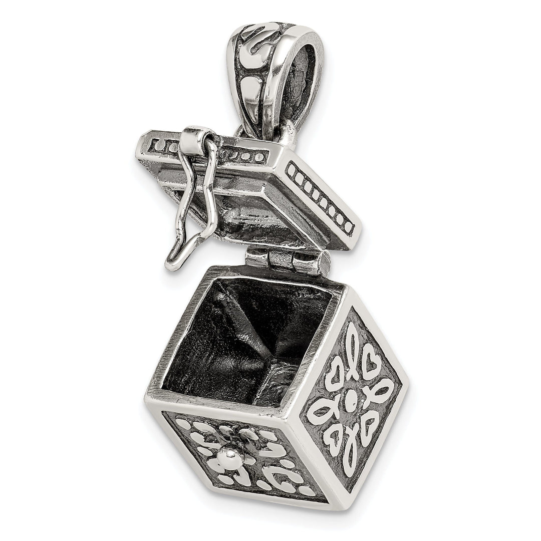 Sterling Silver Square Prayer Box Pendant