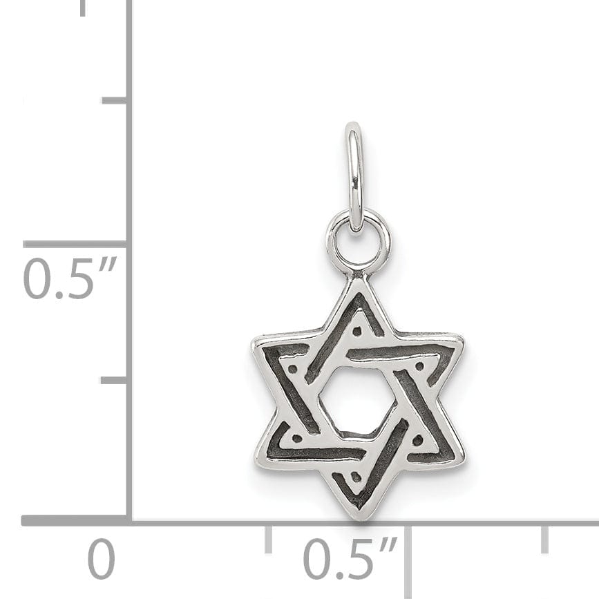 Silver Antiqued Star of David Charm Pendant