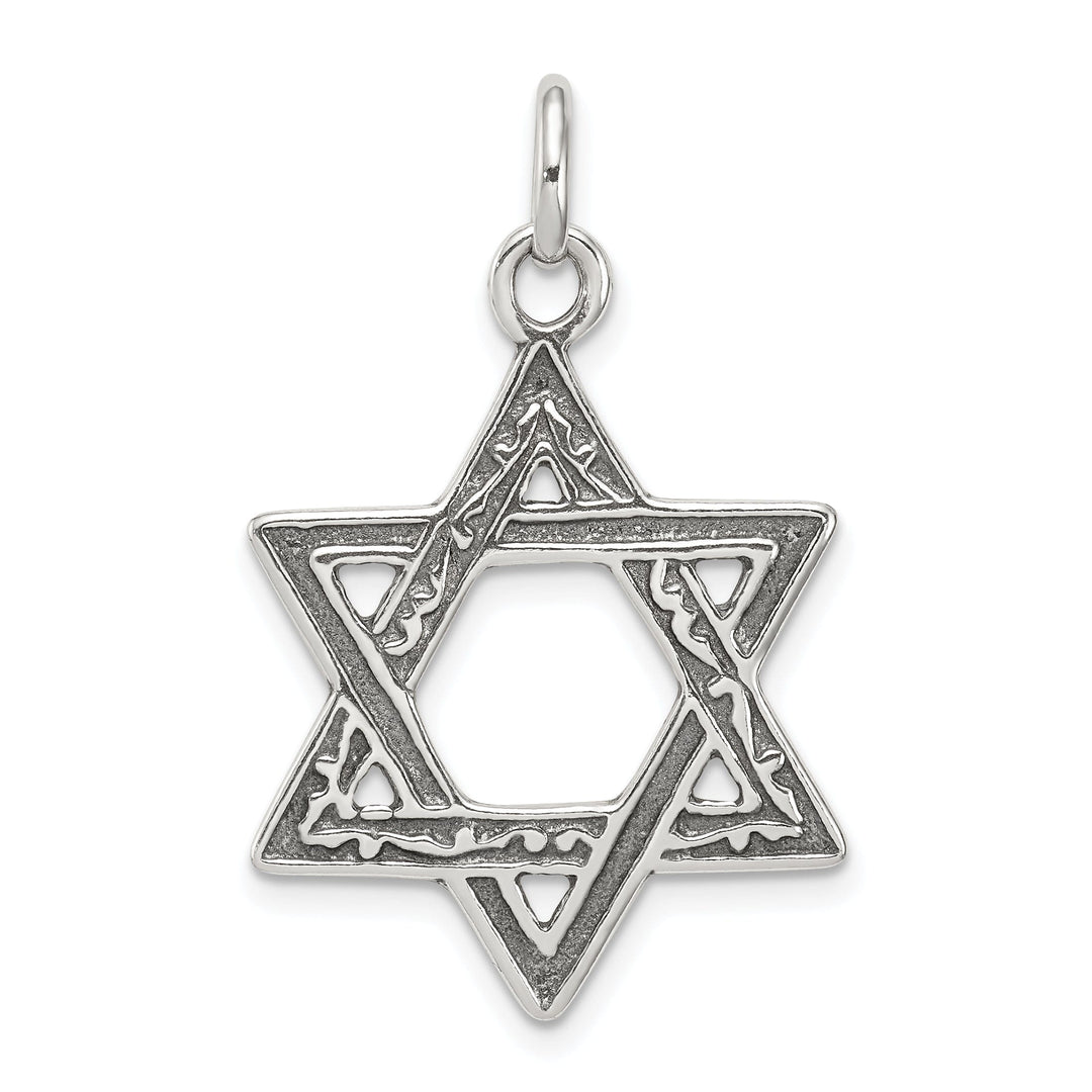 Silver Antiqued Star of David Charm Pendant