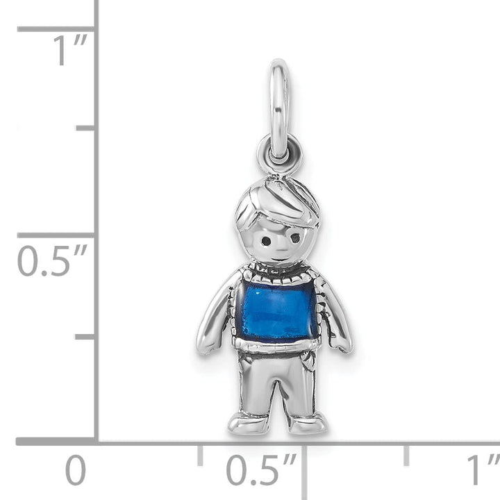 Sterling Silver Antiqued Enamel Marine Blue Boy