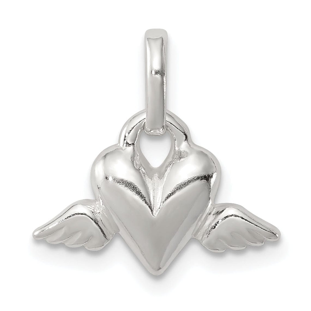 Sterling Silver Open Heart with Wings Charm