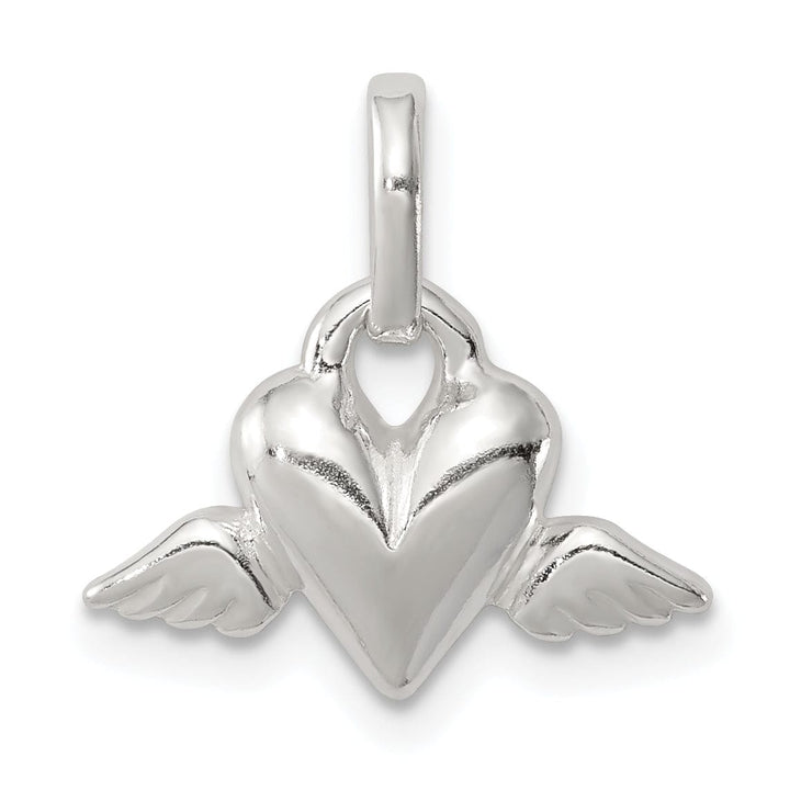 Sterling Silver Open Heart with Wings Charm