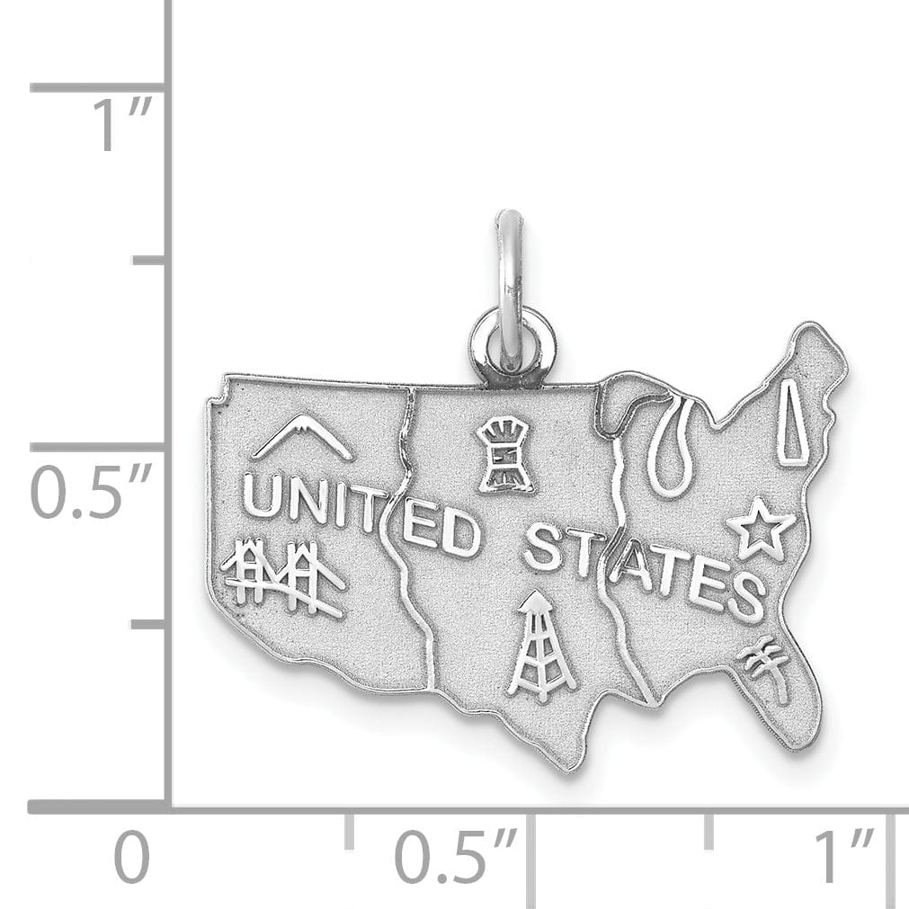 Silver Polish Satin Finish United States Charm