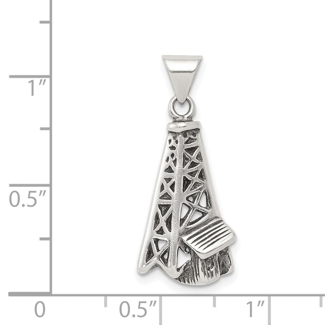 Silver Polish Antiqued Finish Oil Derrick Charm