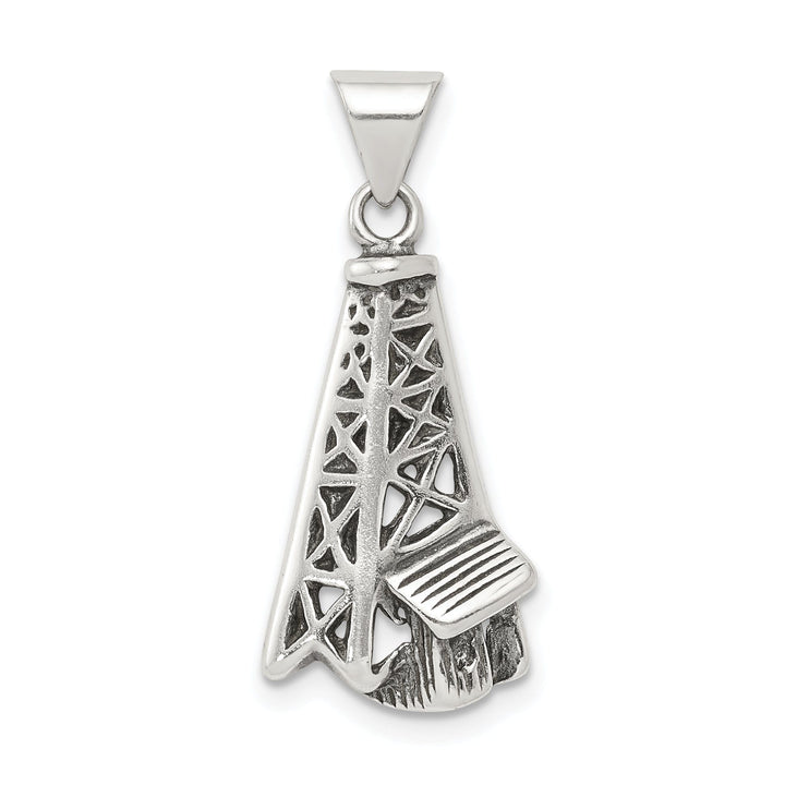 Silver Polish Antiqued Finish Oil Derrick Charm